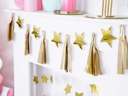 Gold garland with stars and fringes - 1.3m