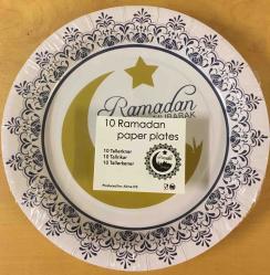 Ramadan Mubarak plates - 10pcs