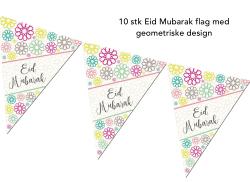Geometriske Eid Mubarak flag - 10 stk
