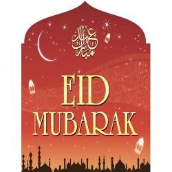 Eid Mubarak banner i rød - 24x24cm
