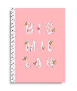 Notesbog - Bismillah - blomstret og pink
