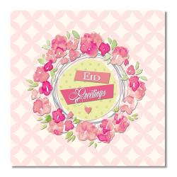 Postkort - Eid Greetings - Blomstret Pink