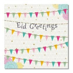 Postkort - Eid Greetings - Farvede Flag