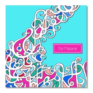 Postkort - Eid Mubarak - Kalligraffitti Bl
