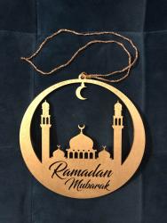 I2000 - Ramadan Mubarak Masjid i guld - latin - 15 cm